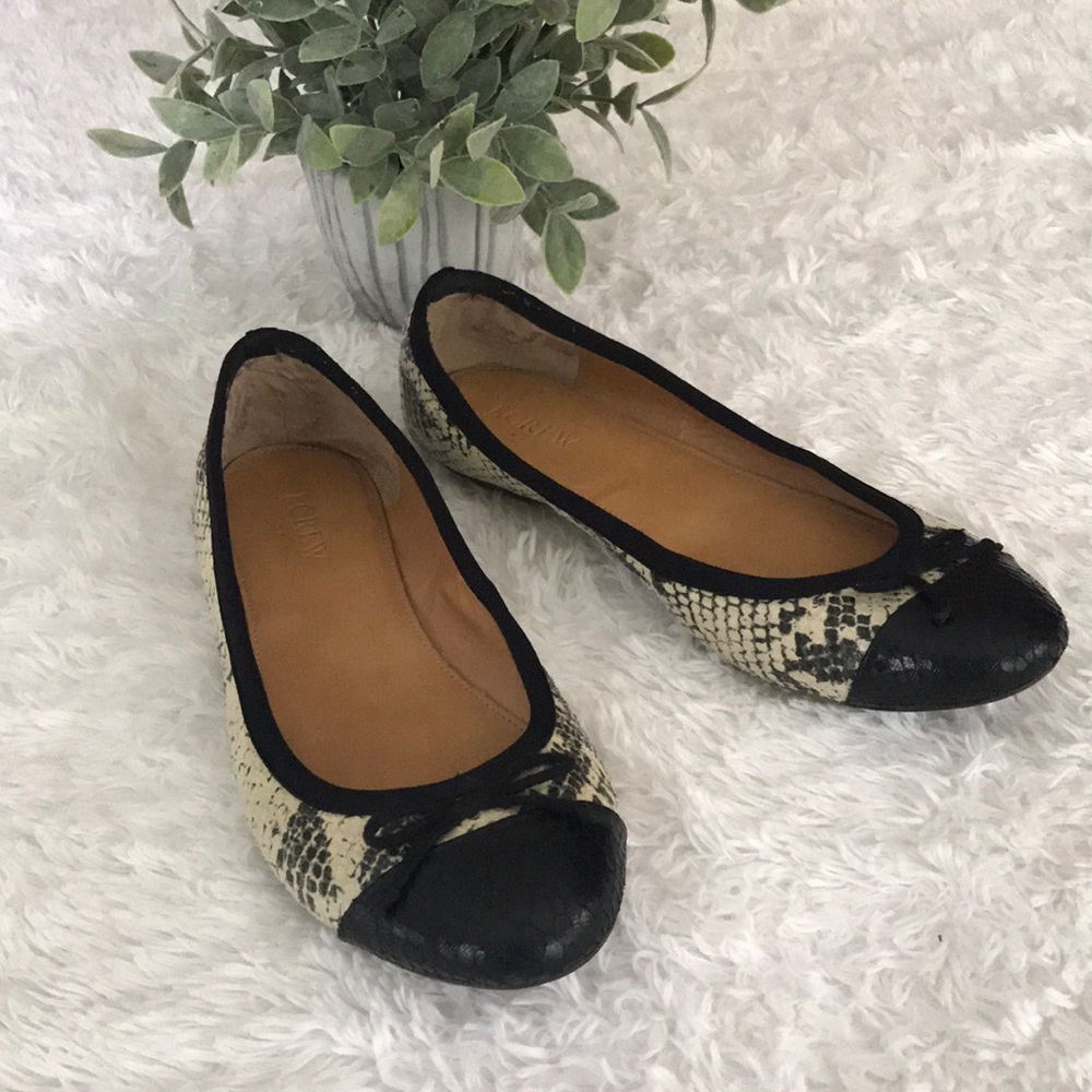 J.Crew snake skin print round toe flats